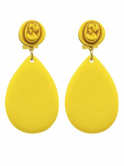 Pendiente de flamenca resina de lágrima pequeña mostaza