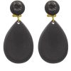 Pendiente de flamenca resina de lágrima pequeña negro