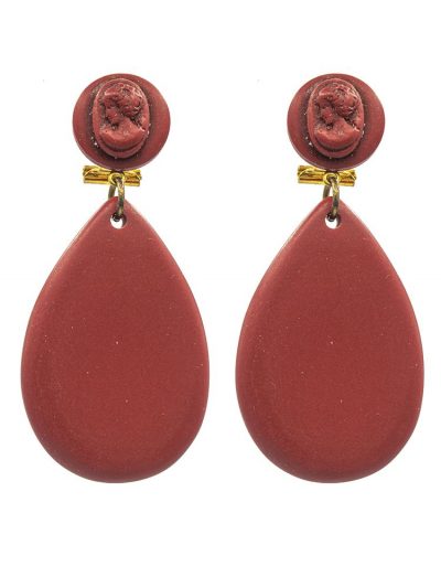 Pendiente de flamenca resina de lágrima pequeña rojo oscuro