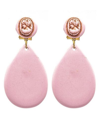 Pendiente de flamenca resina de lágrima pequeña rosa