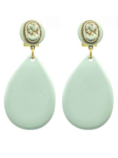 Pendiente de flamenca resina de lágrima pequeña verde agua pastel