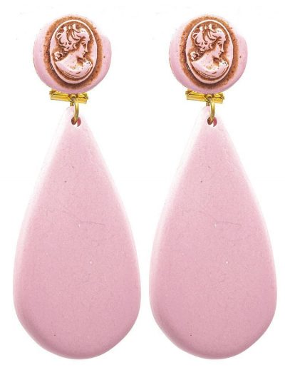 Pendiente de flamenca resina de lágrima rosa
