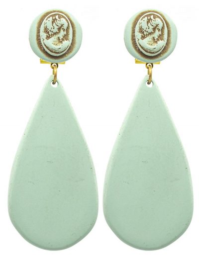 Pendiente de flamenca resina de lágrima verde pastel