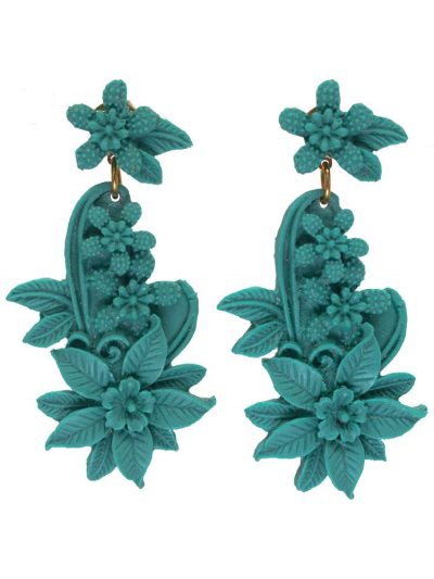 Aquamarine floral resin flamenco earring