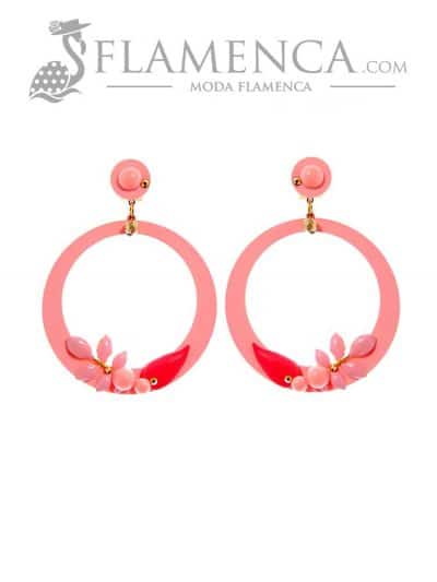 Pendiente de flamenca rosa bebé