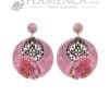 Flamenco earring in baby pink color with gold highlights