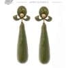 Pendiente de flamenca verde caki con reflejos oro